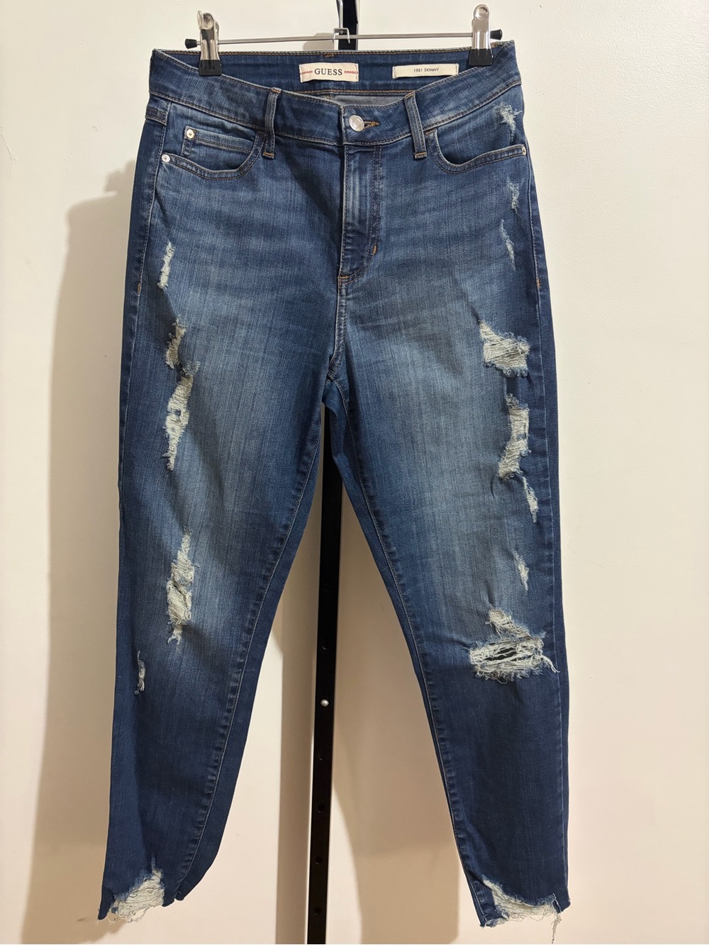 Guess Women's Distressed Skinny Jeans - Blue Denim